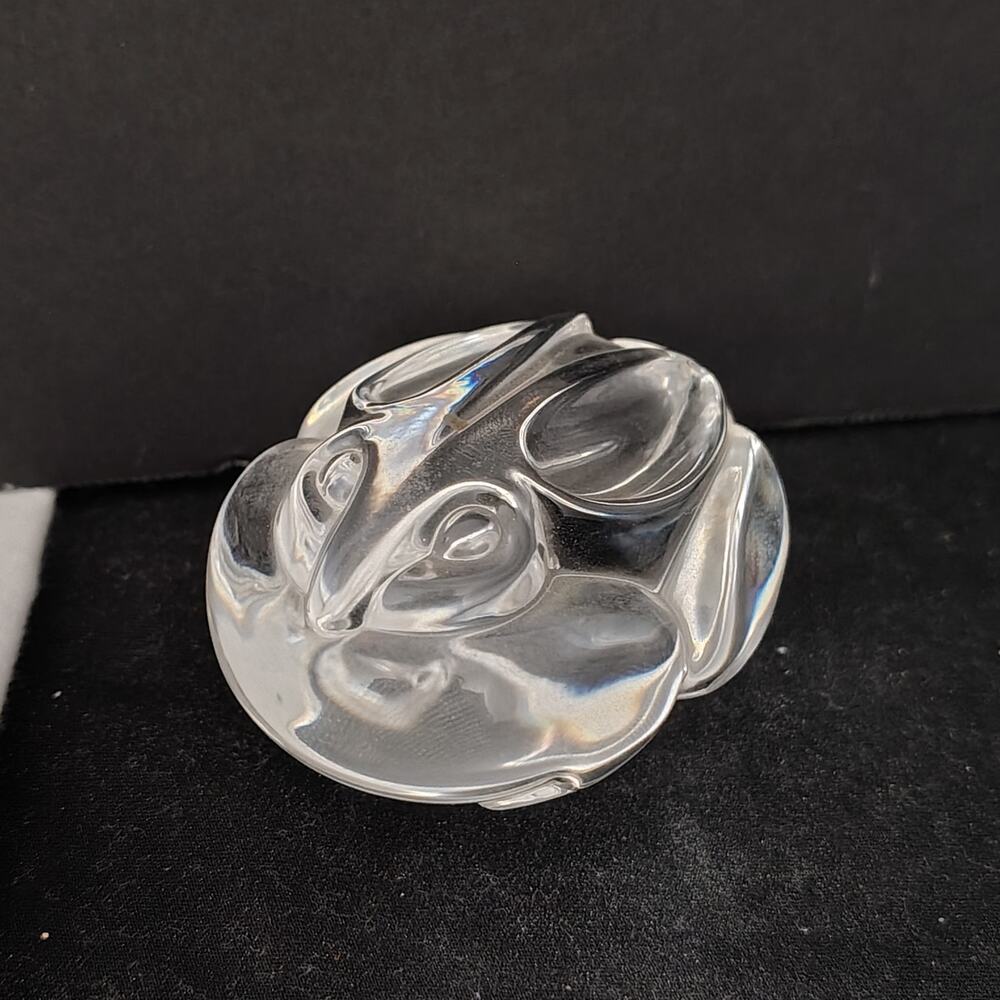 Steuben Bunny Rabbit Clear Crystal Art Glass Paperweight Figurine Signed